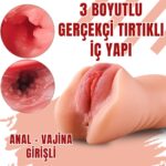 Candice - Realistik Dokulu Anal Vajinal 2 in 1 Titreşimli Suni Vajina - Görsel 4