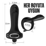 Şarjlı Telefon Kontrollü Perine Uyarıcı Kılıf G Nokta Uyarıcı Titreşimli Penis Halkası - Görsel 5
